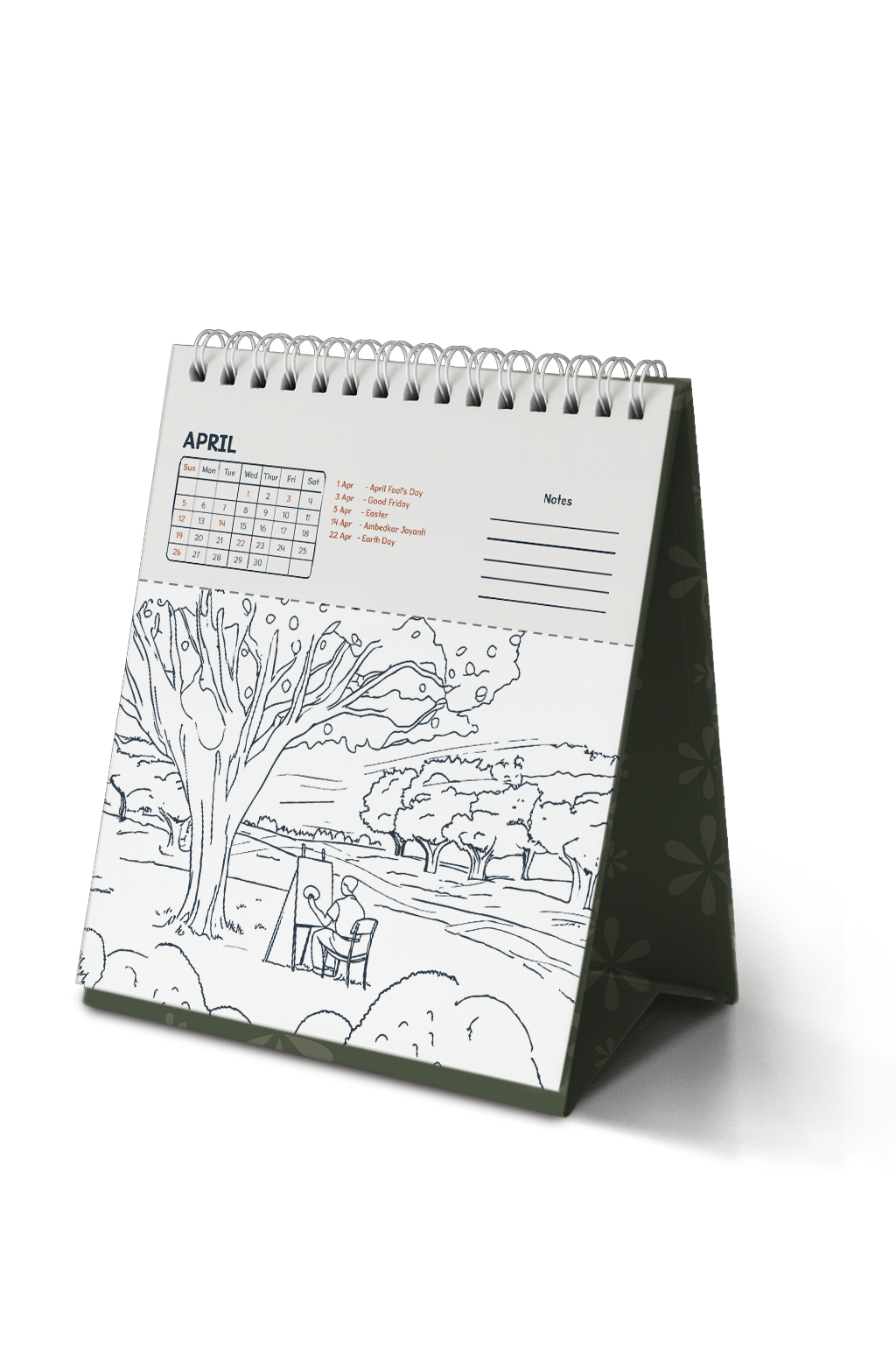 2026 Colour-In Desk Calendar