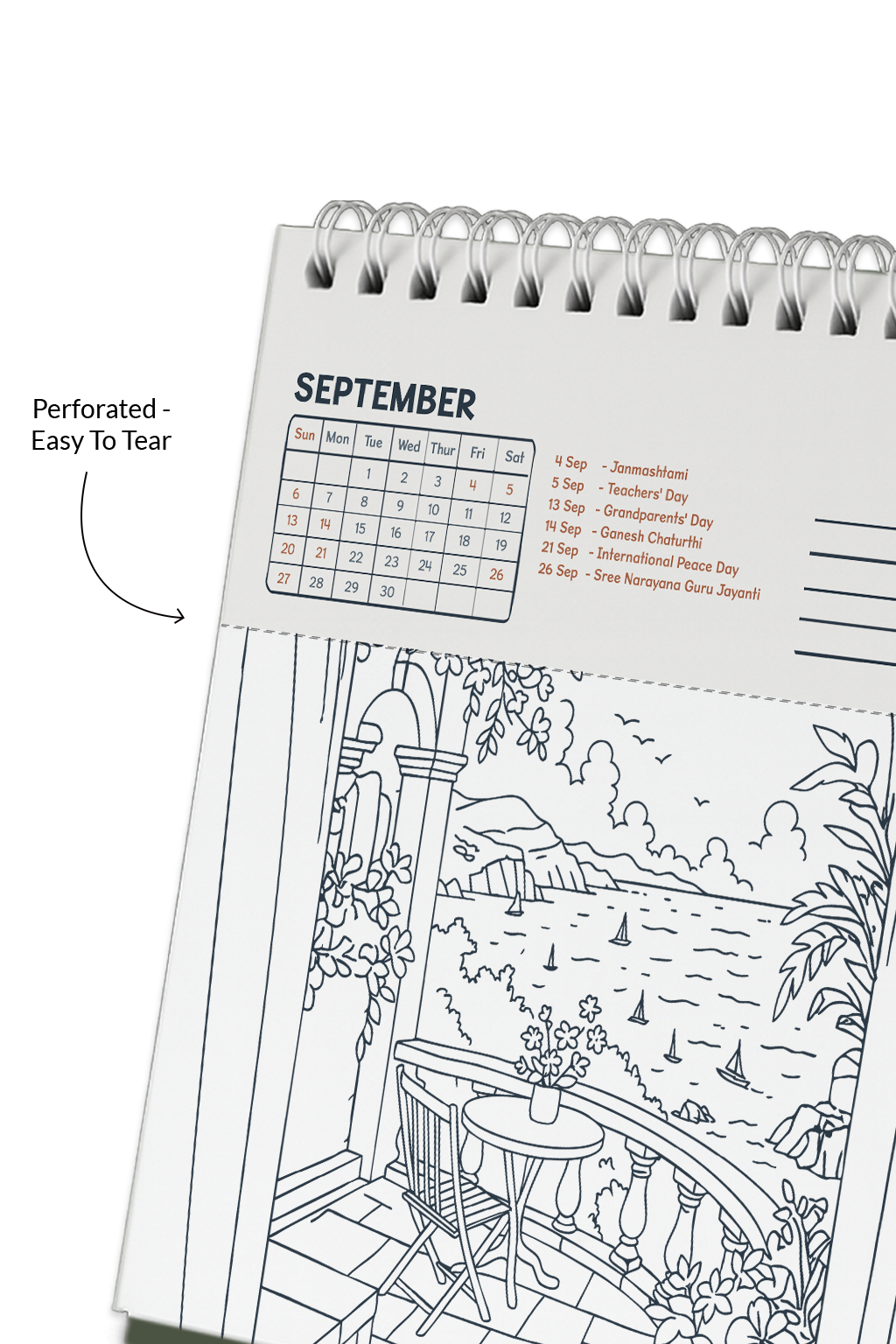 2026 Colour-In Desk Calendar