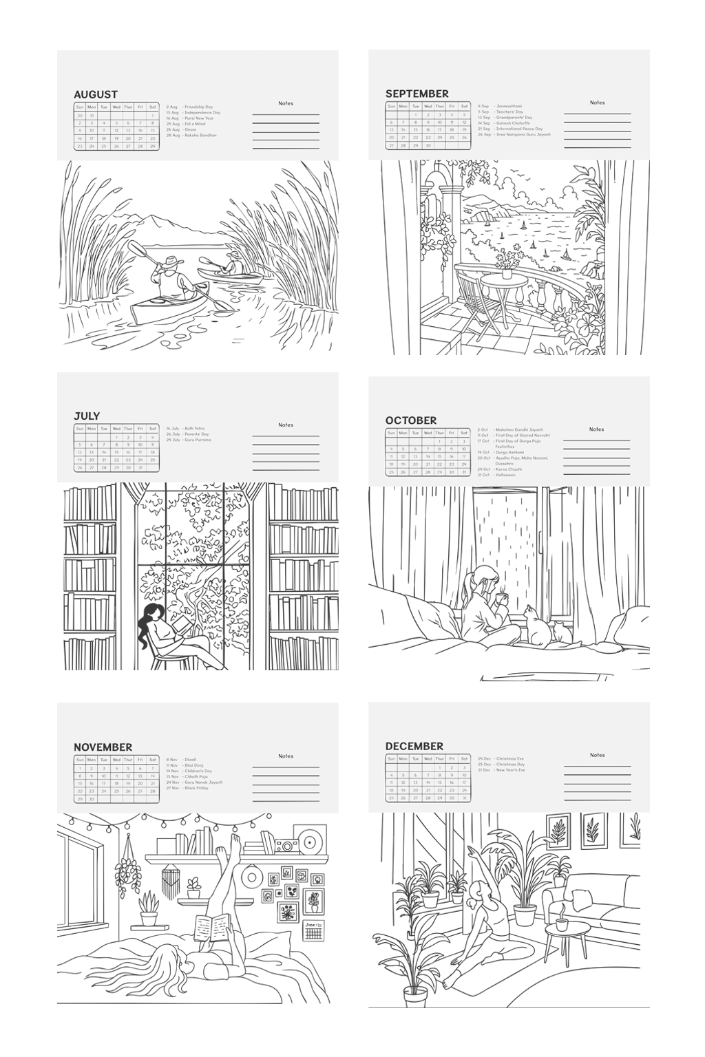 2026 Colour-In Desk Calendar