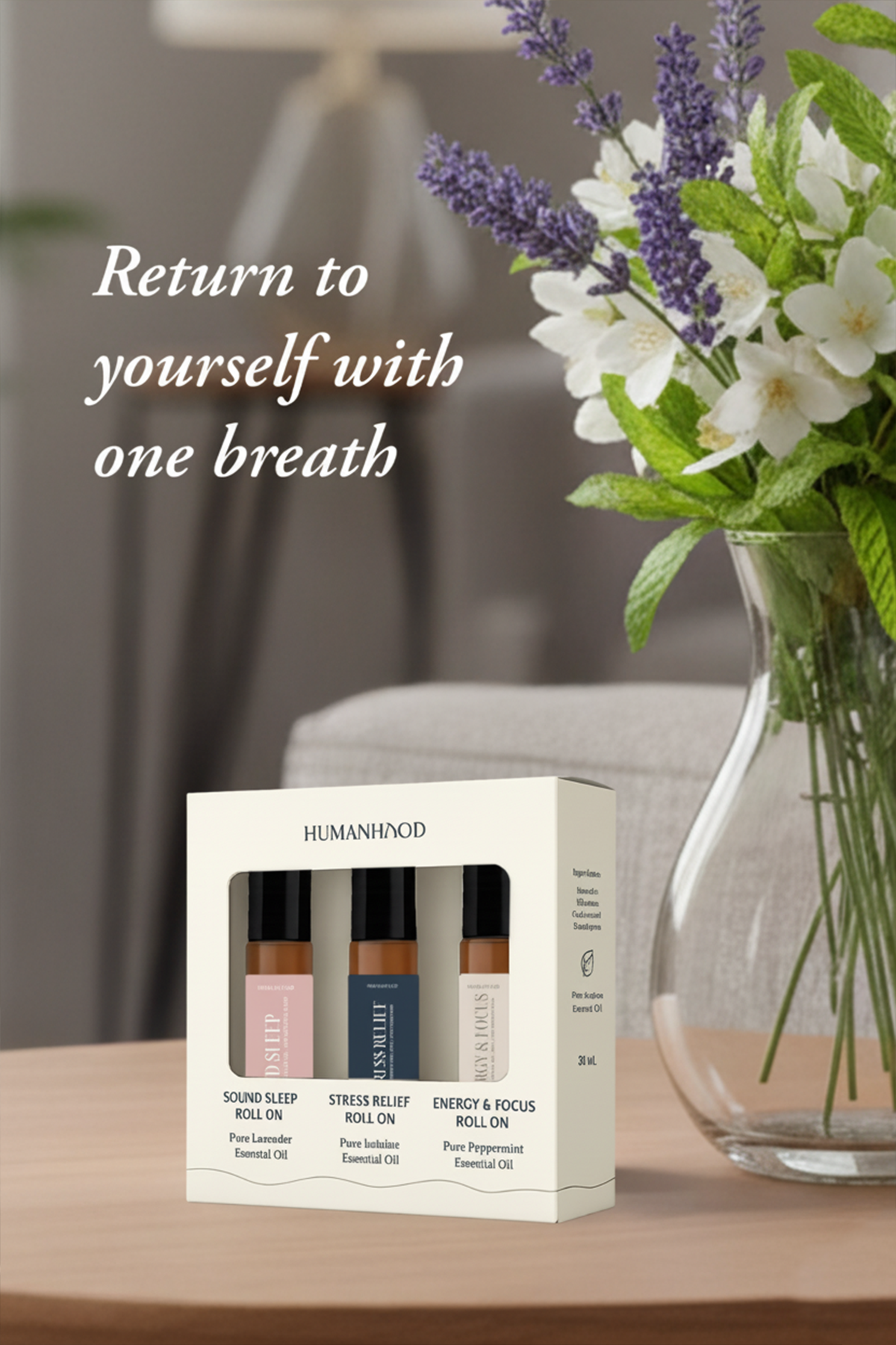 Aromatherapy Roll Ons | Set of 3 - Peppermint, Jasmine & Lavendar