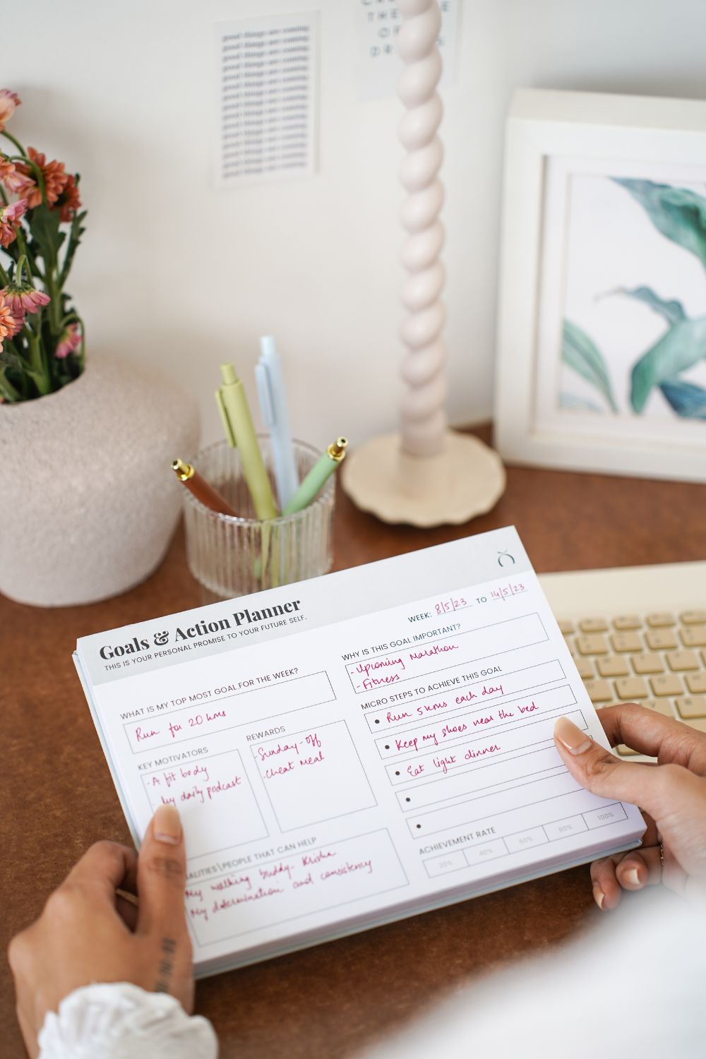Goals and action notepad planner stationery